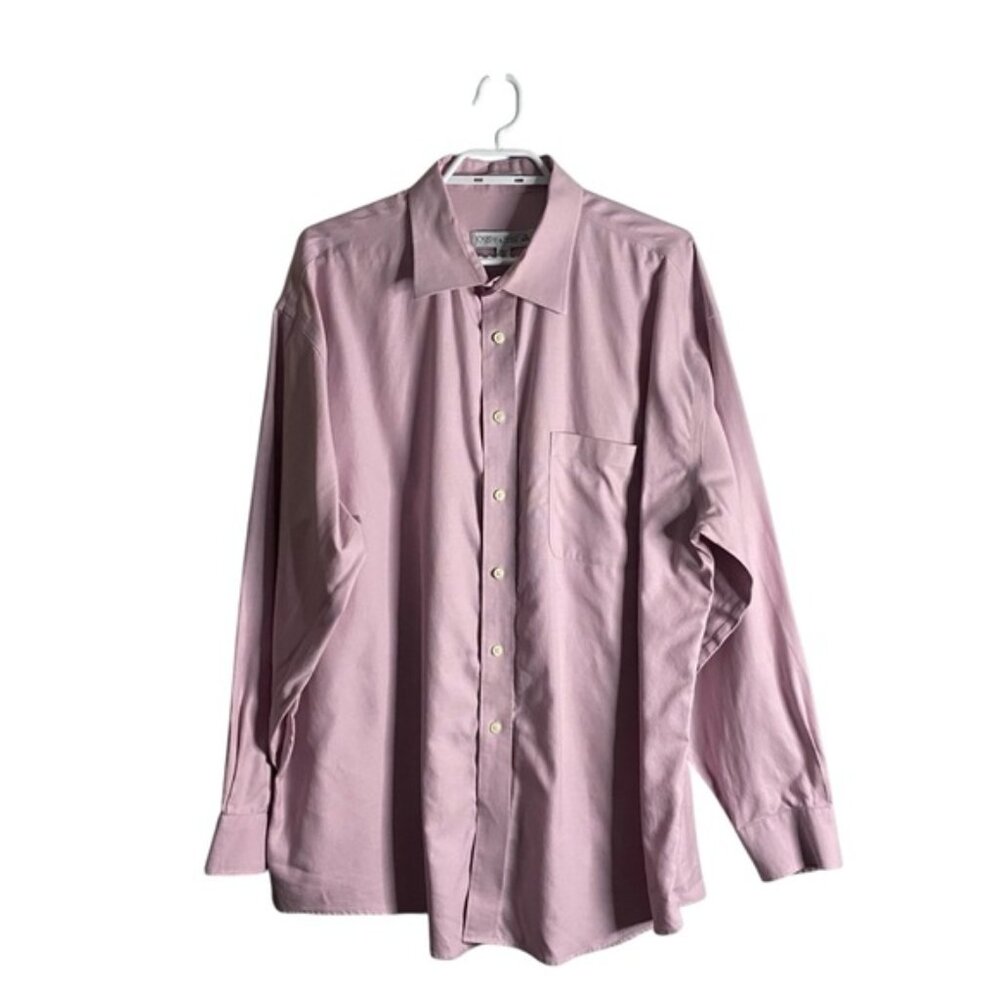 Joseph & Feiss Men's Pink Patterned Button-Down Non-Iron Dress Shirt